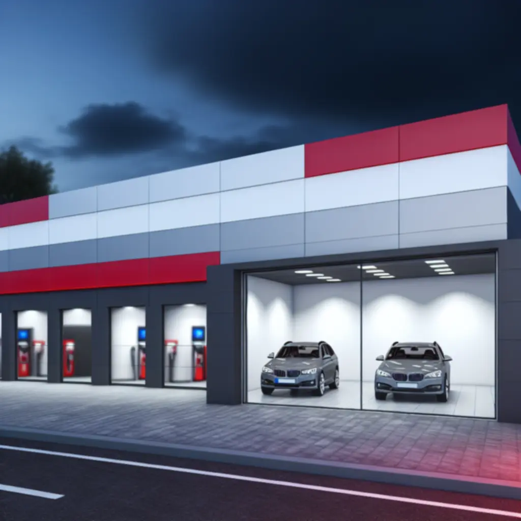 Nowoczesny budynek serwisu samochodowego PolandVenue